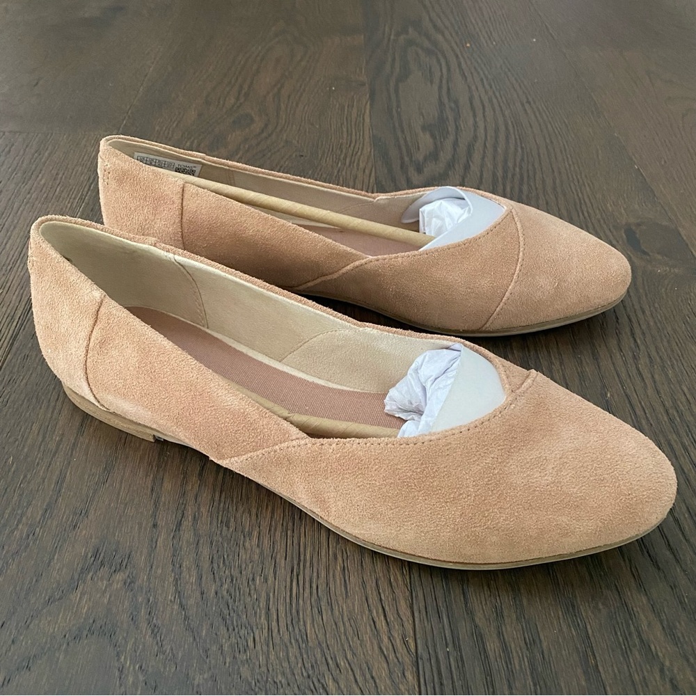 NWT TOMS Jutti Neat Flat. Buck brown suede, size 10.